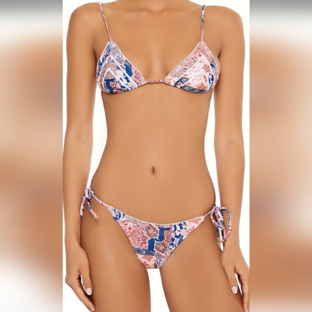 Women's Boho Paisley Picot Trim Bikini